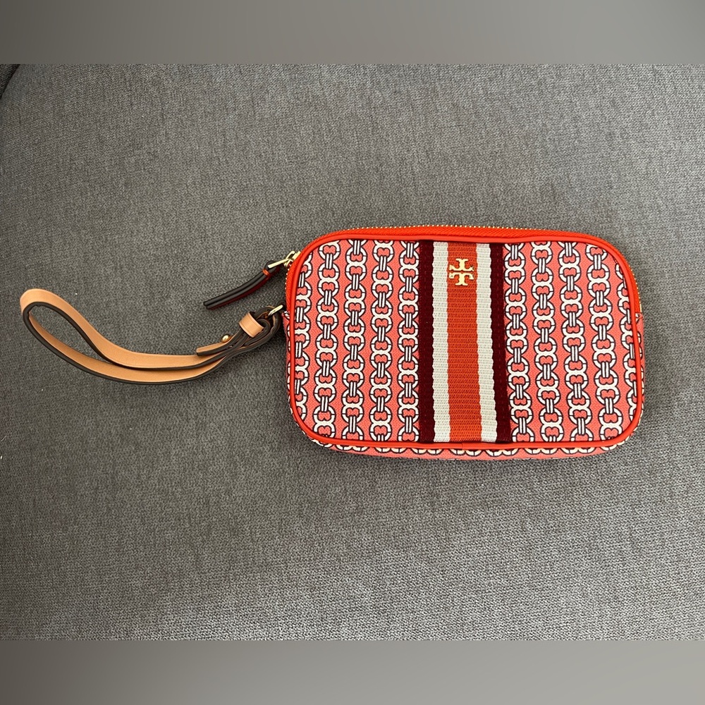 Tory Burch Gemini link coated canvas wristlet